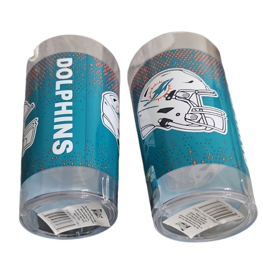 NFL Miami Dolphins 23 oz‎ Hard Plastic Reusable Cups- Set Of 2